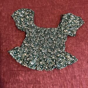 Floral Smocked Green Top